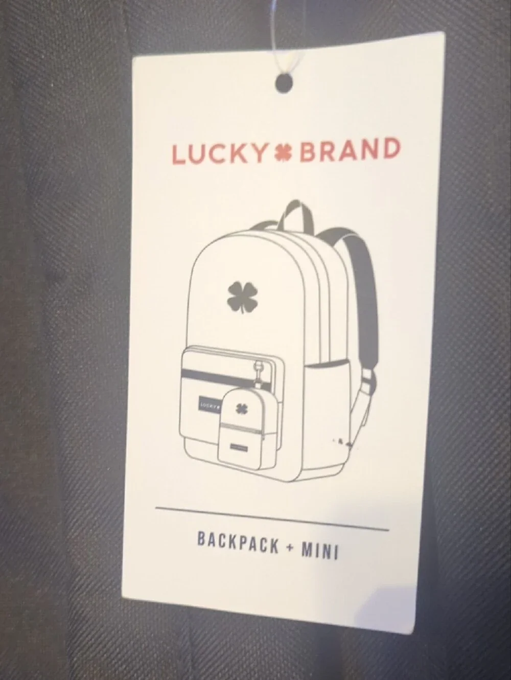 Lucky Brand Black Backpack with Front Pocket and Detachable Pouch